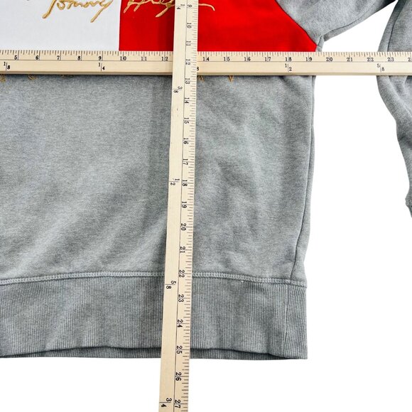 Tommy Hilfiger Mens Sweatshirt Gray/Red/White Colorblock Logo Cotton/Polyester B - Picture 5 of 7